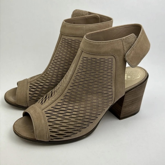 Vince Camuto VC-Lavette Brown Leather Open Toe Chunky Heel Slingbacks Womens 9M - Picture 7 of 10